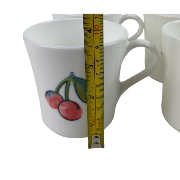 Corning Ware Coffee Mugs Lot of 4 Corelle Fruit Basket Cups Cherry Apple - Picture 9 of 10